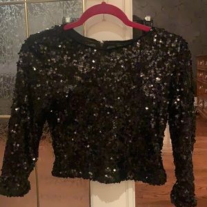 Sequinned black crop top perfect for the holidays size M
